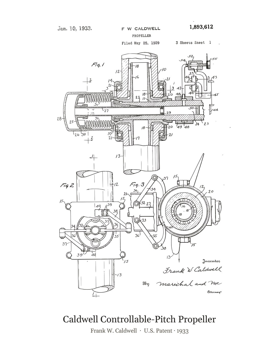 Caldwell Controllable-Pitch Propeller patent art print
