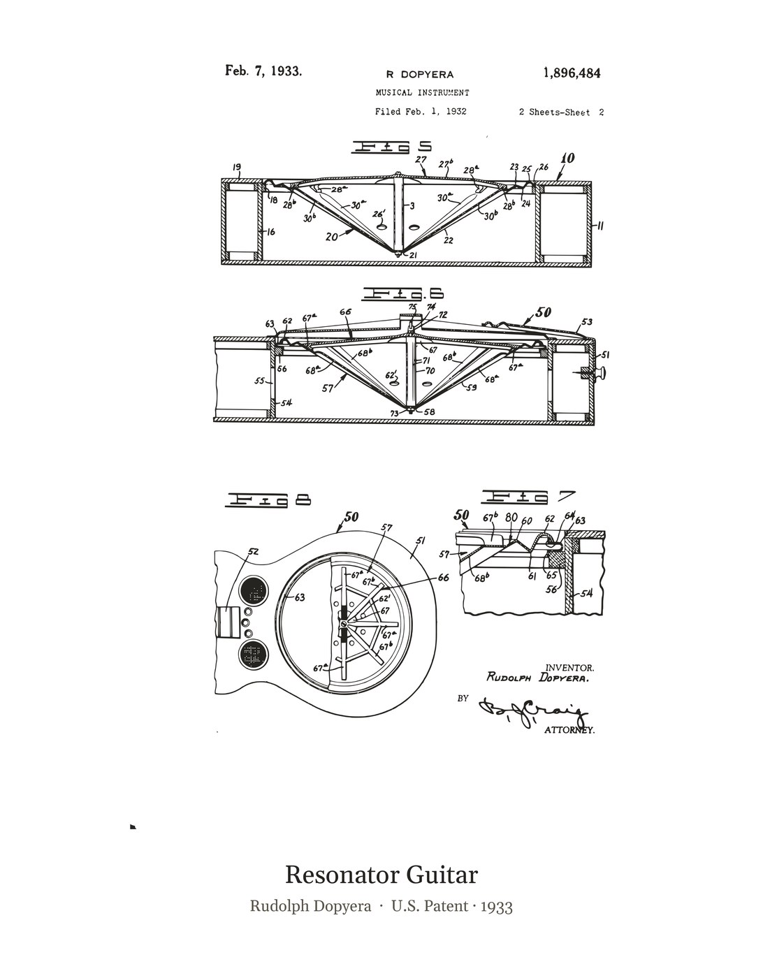 Resonator Guitar patent art print