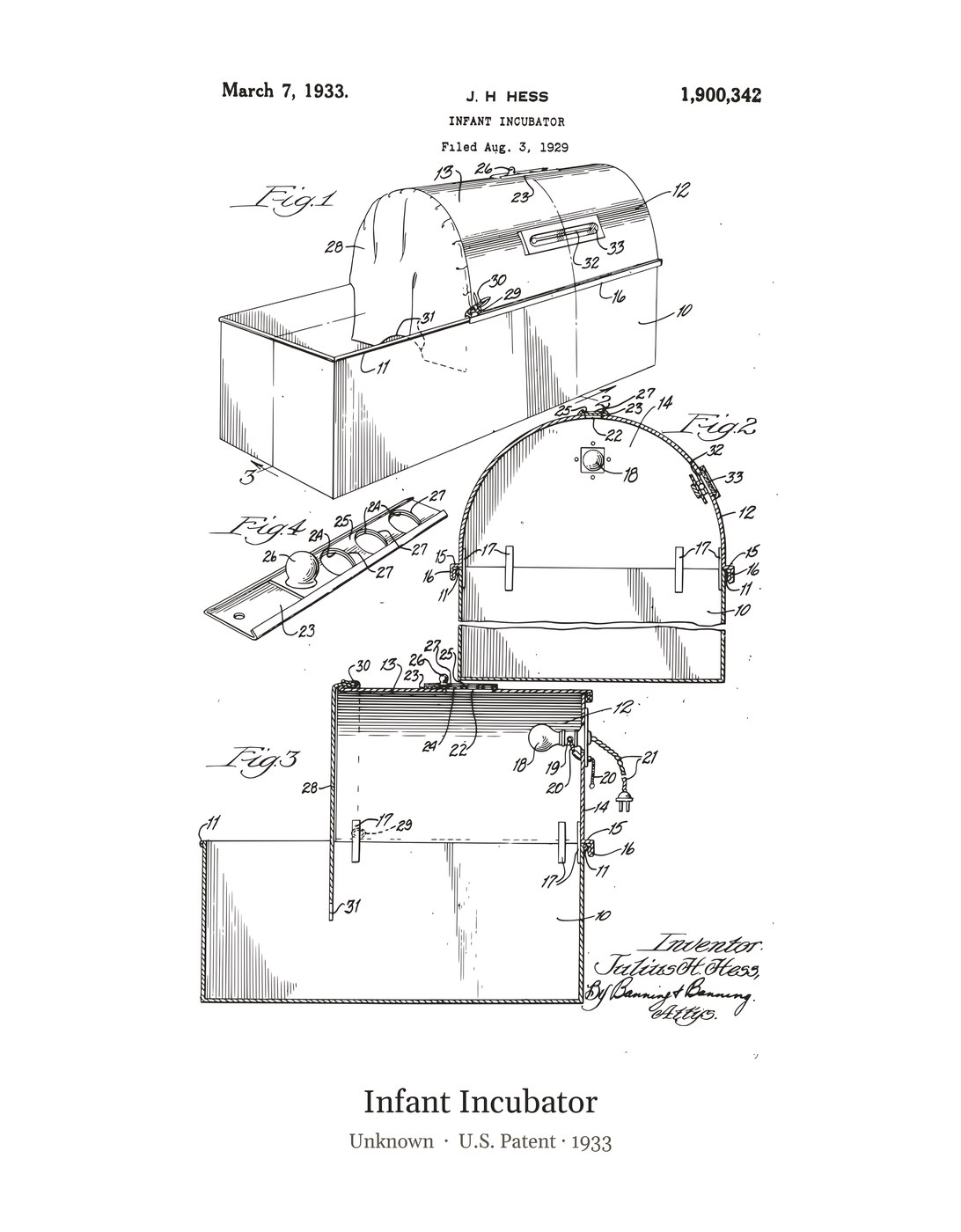 Infant Incubator patent art print