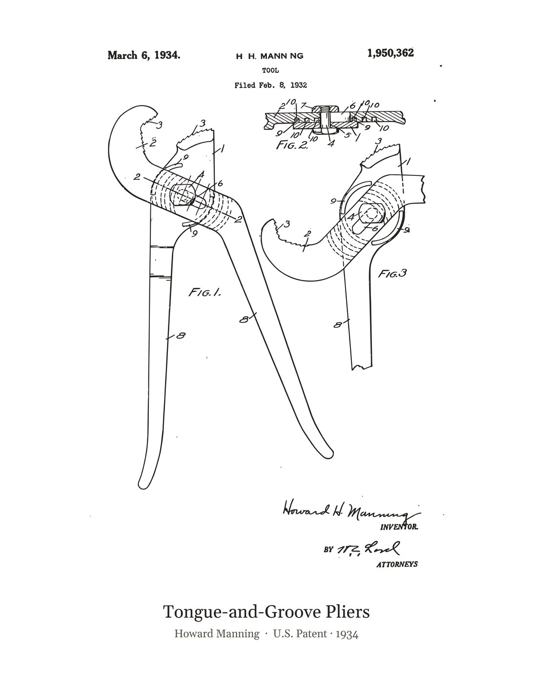Tongue-and-Groove Pliers patent art print