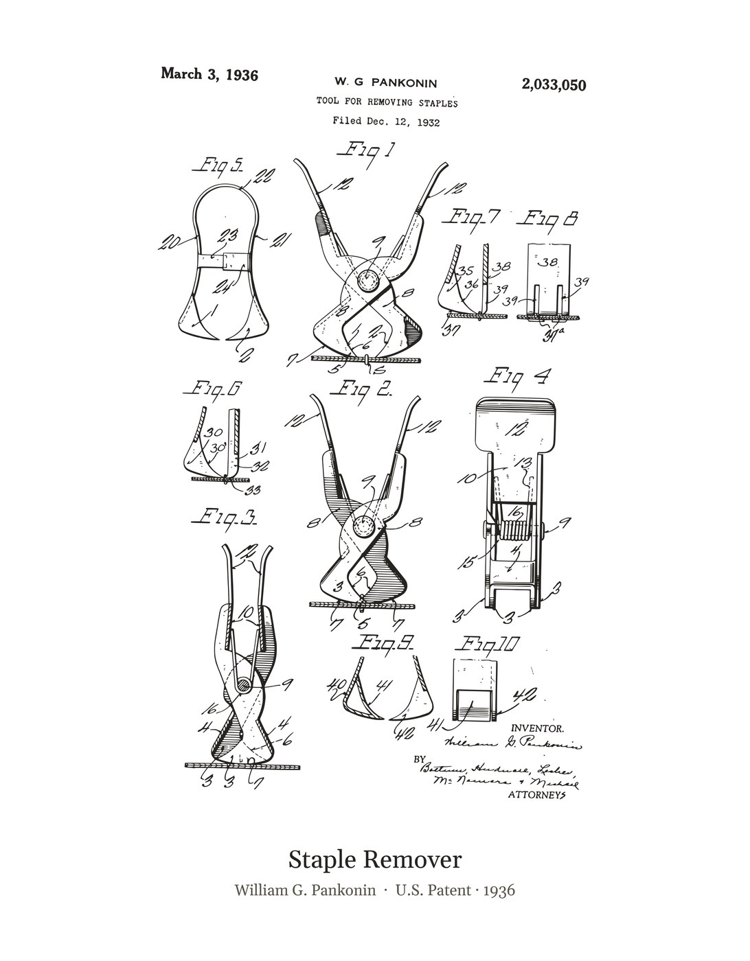 Staple Remover patent art print