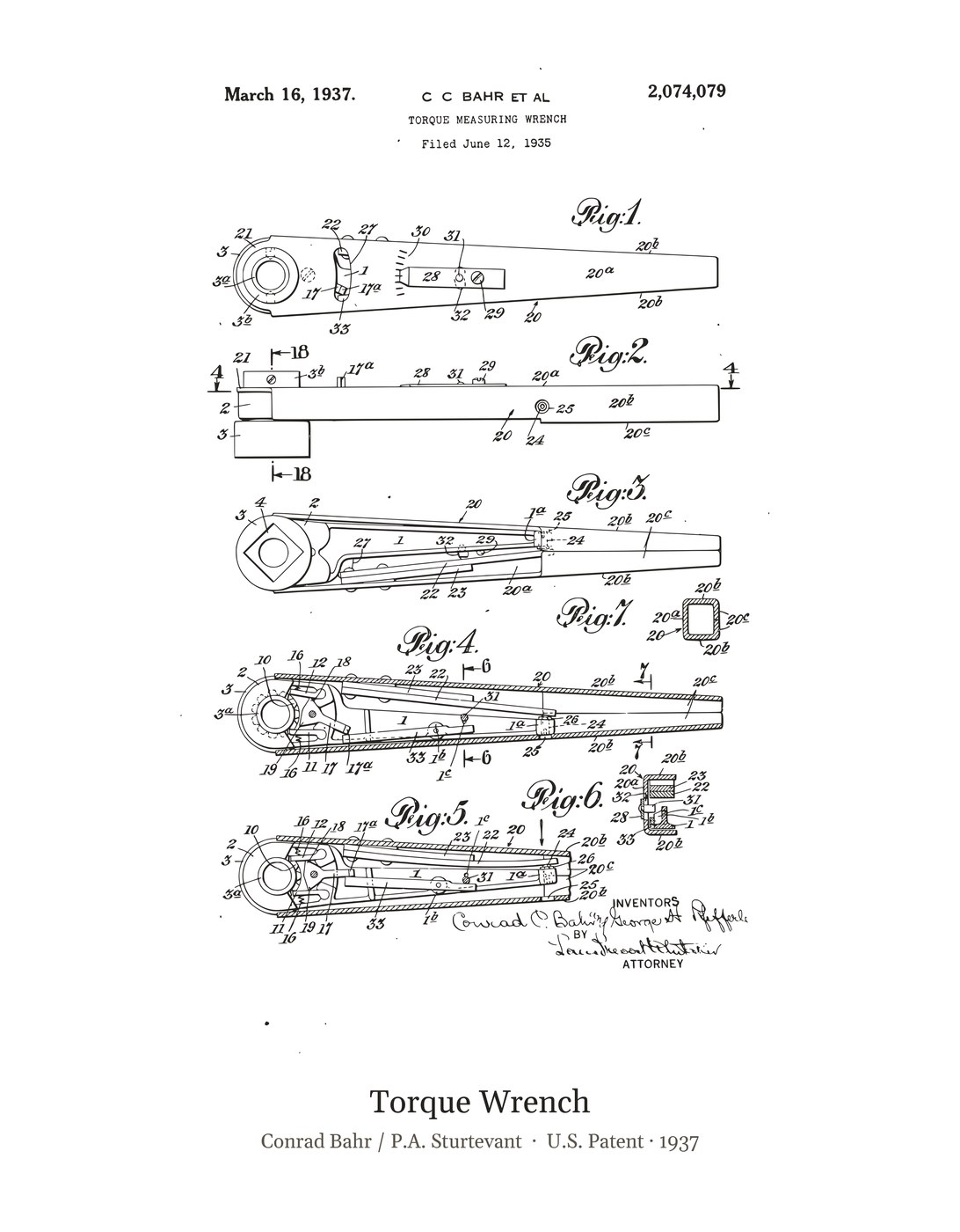 Torque Wrench patent art print