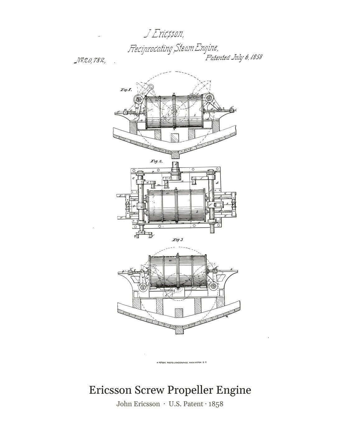 Ericsson Screw Propeller Engine patent art print