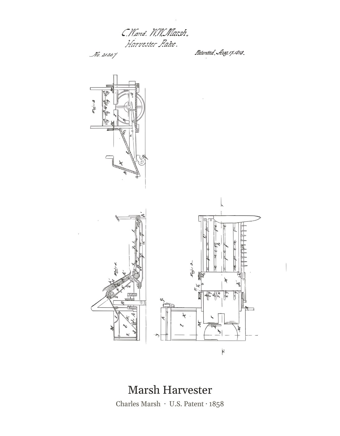 Marsh Harvester patent art print