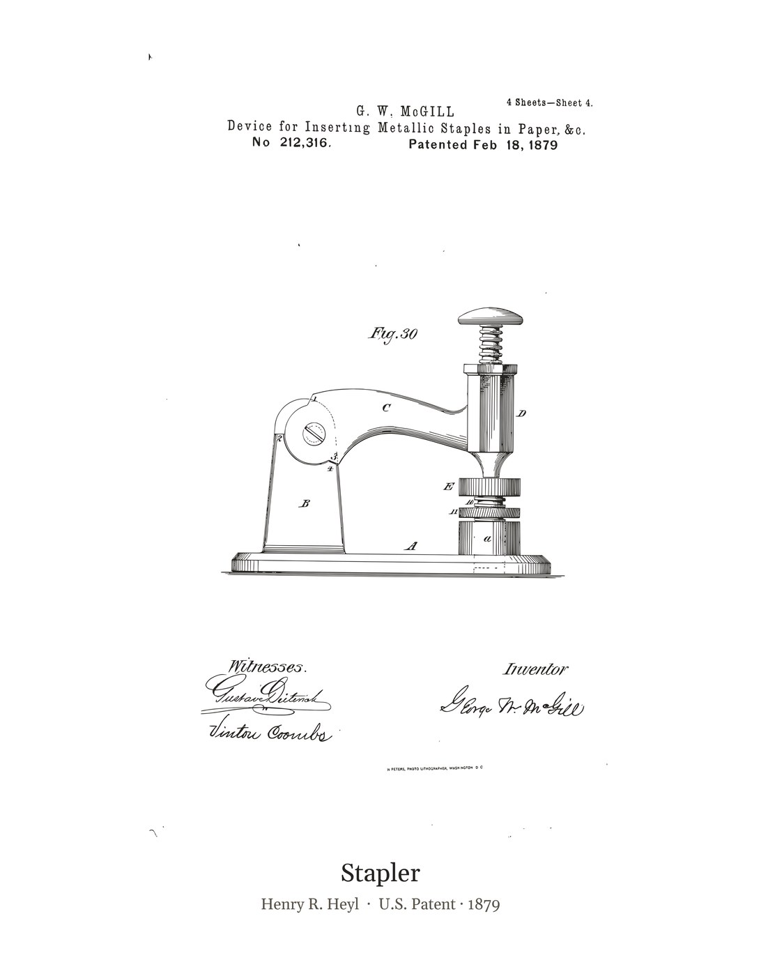 Stapler patent art print