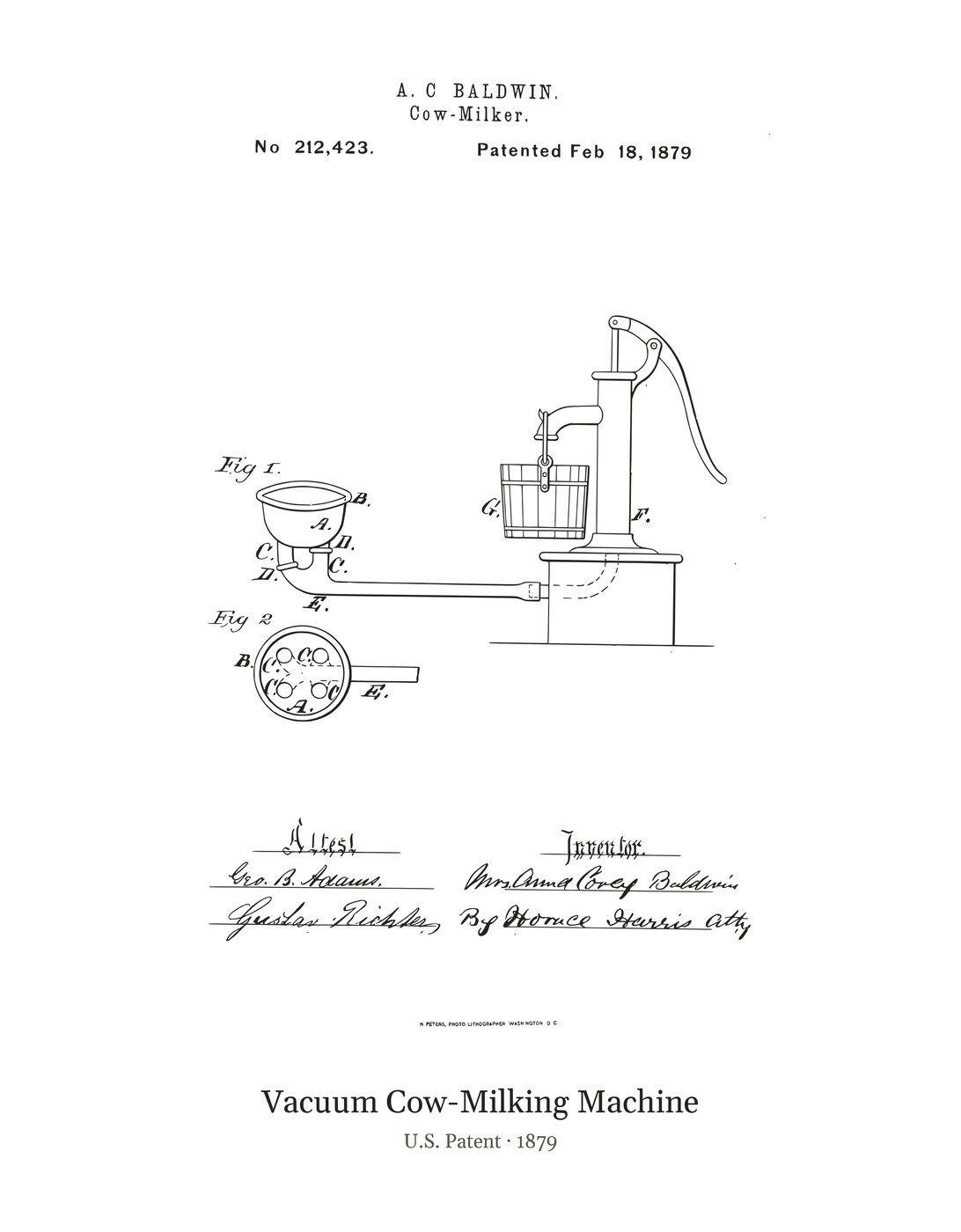 Vacuum Cow-Milking Machine patent art print