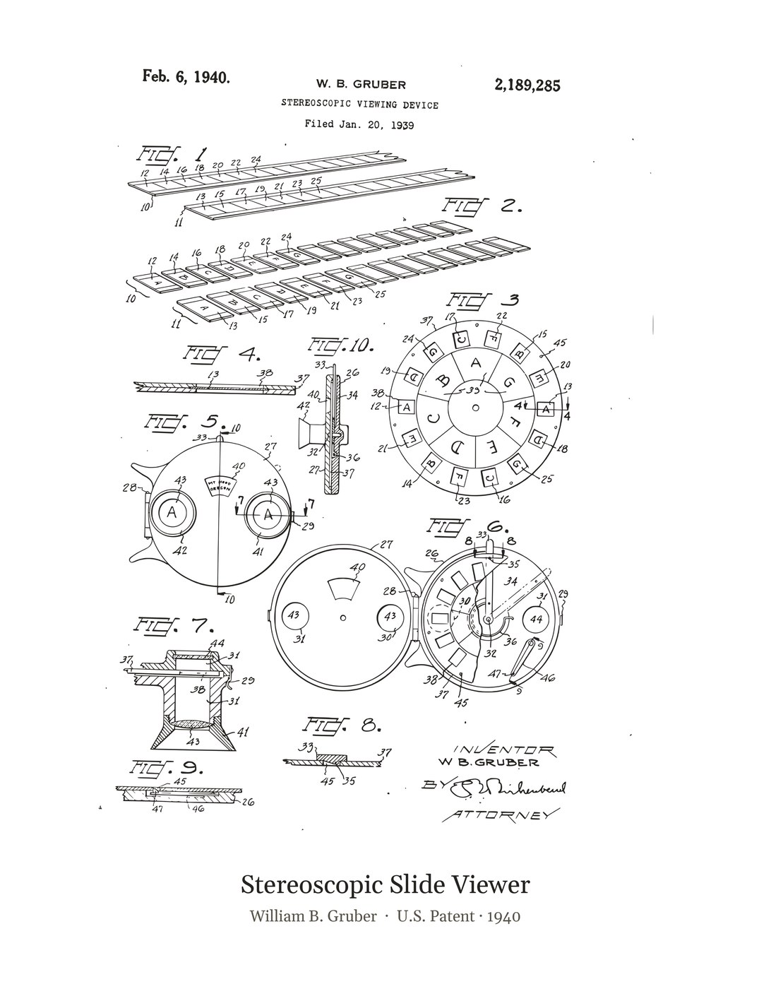 Stereoscopic Slide Viewer patent art print