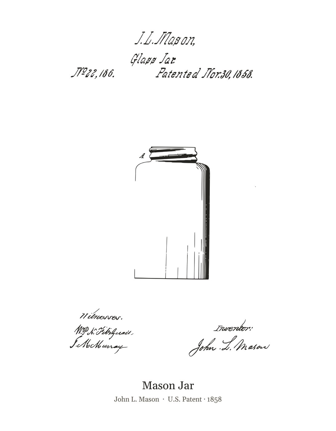 Mason Jar patent art print