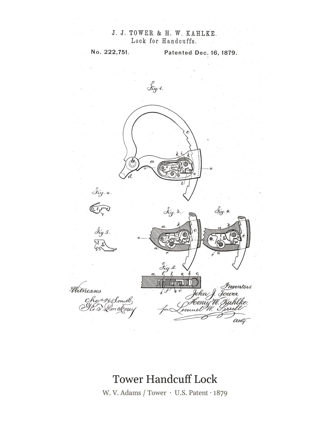 Tower Handcuff Lock patent art print