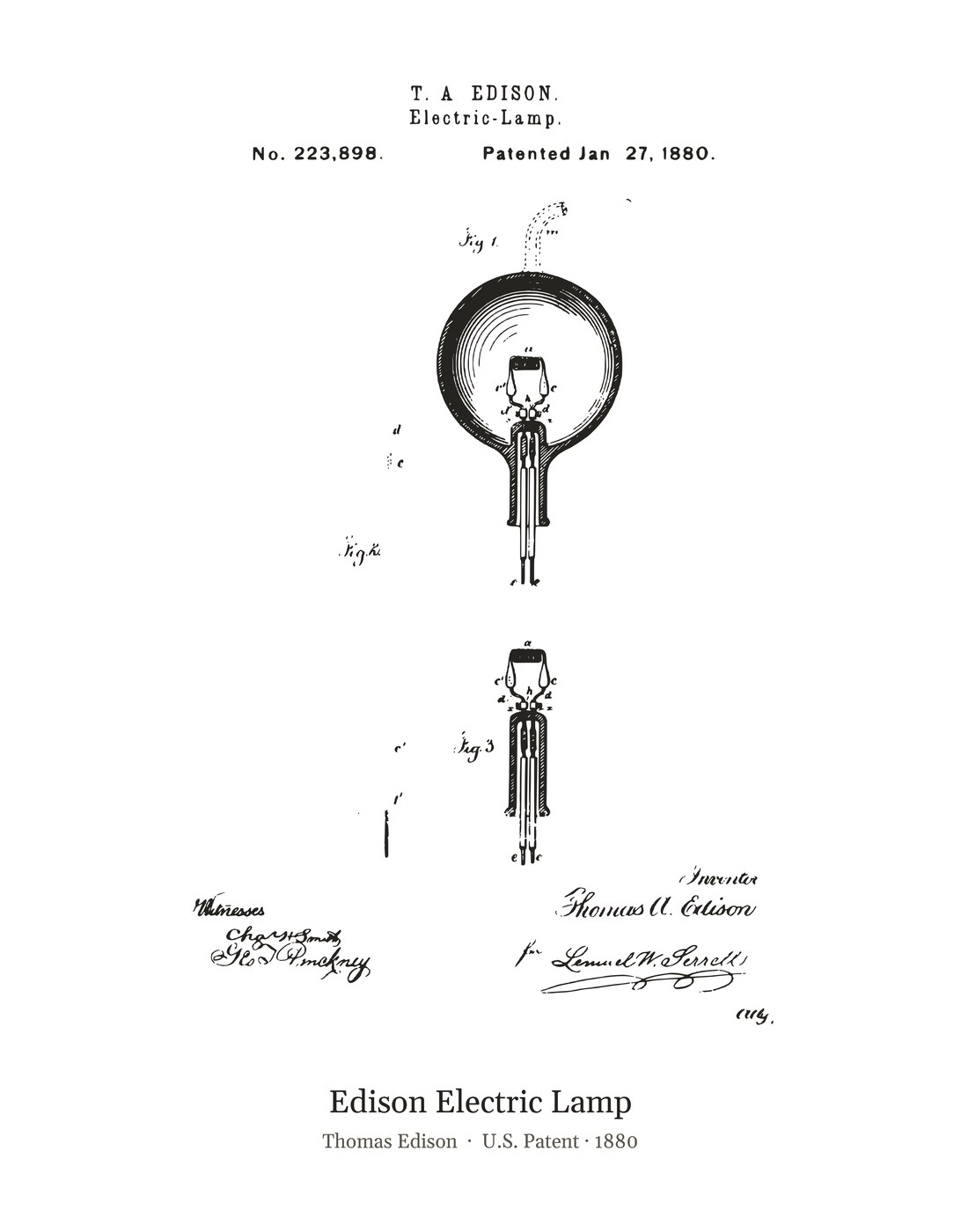 Edison Electric Lamp patent art print
