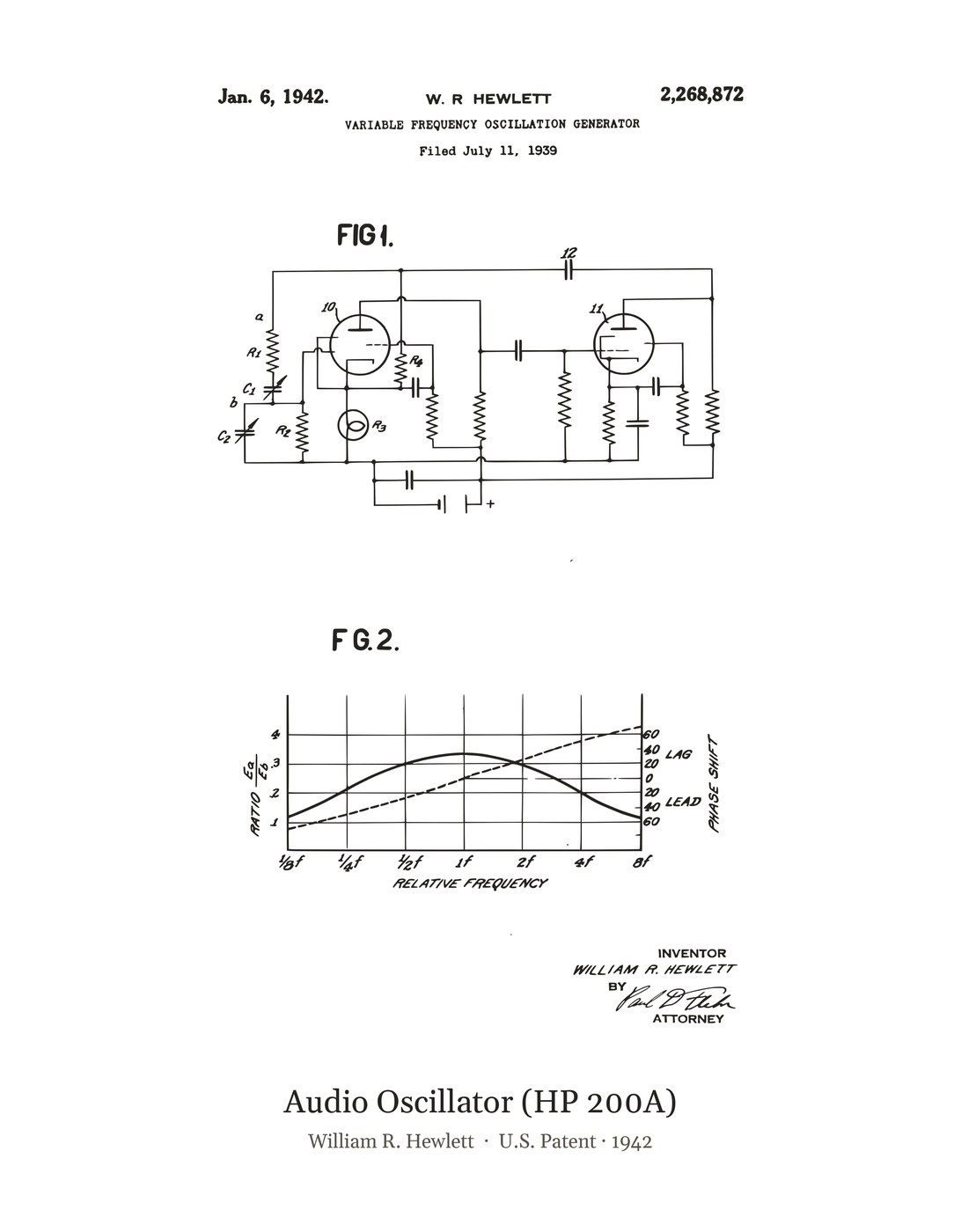 Audio Oscillator (HP 200A) patent art print