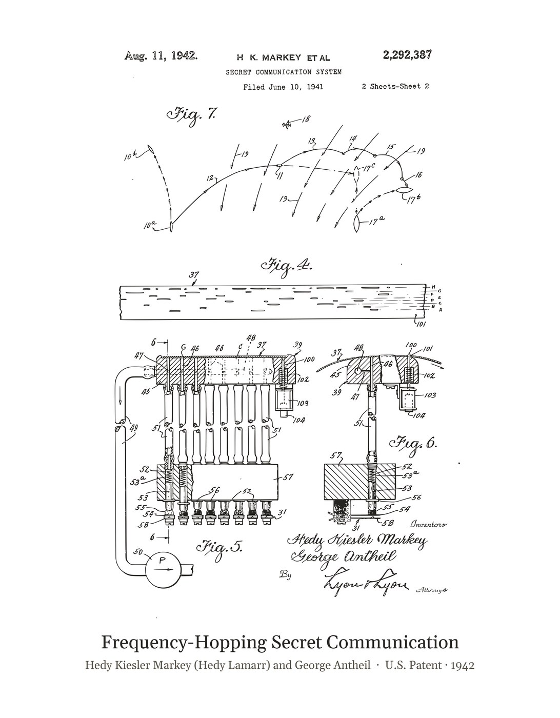 Frequency-Hopping Secret Communication patent art print