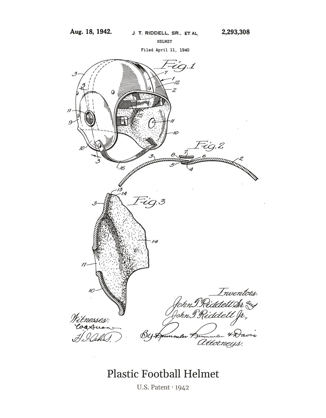 Plastic Football Helmet patent art print