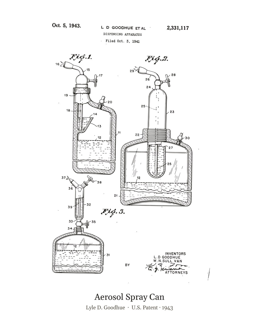 Aerosol Spray Can patent art print