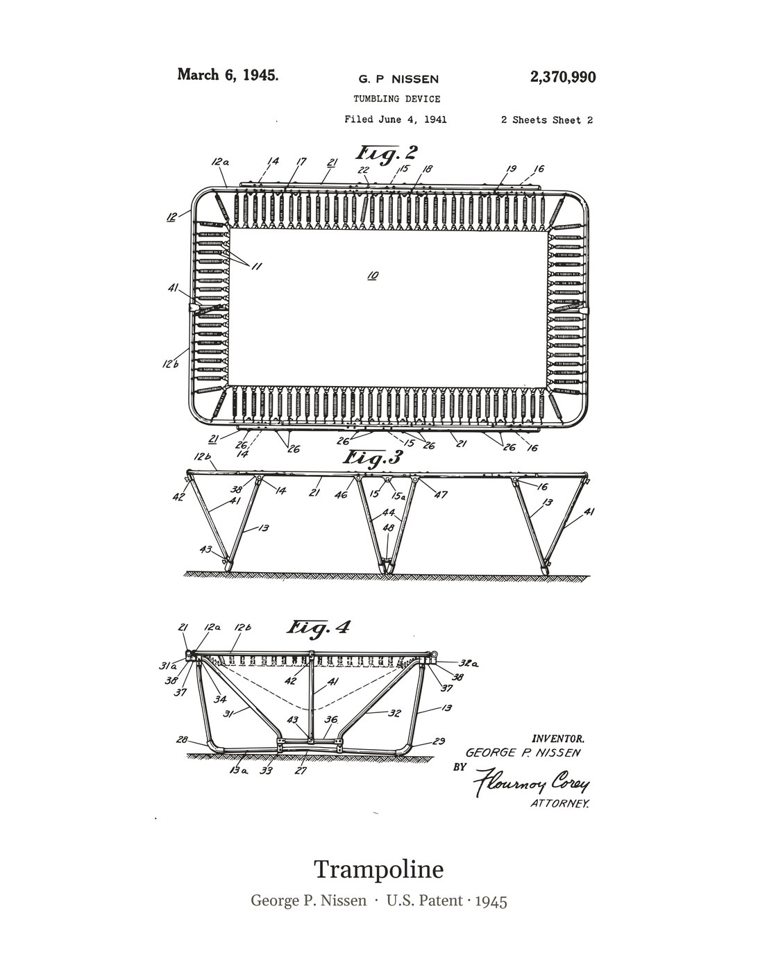 Trampoline patent art print