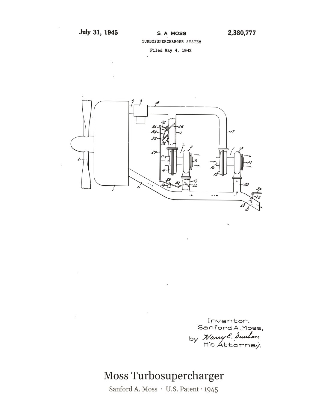 Moss Turbosupercharger patent art print
