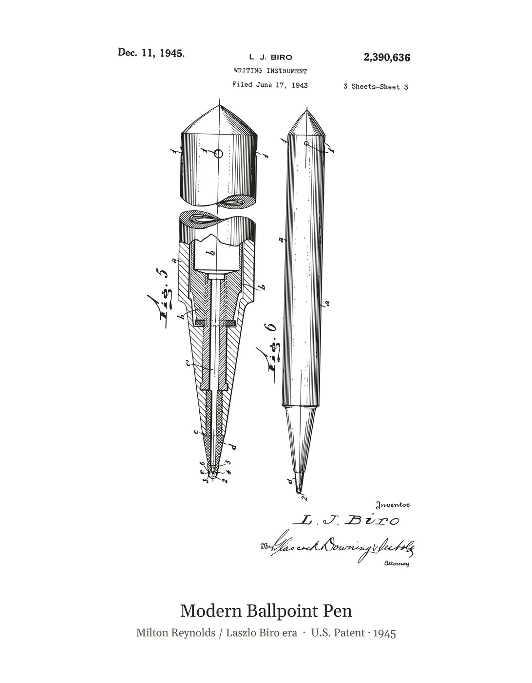 Modern Ballpoint Pen patent art print