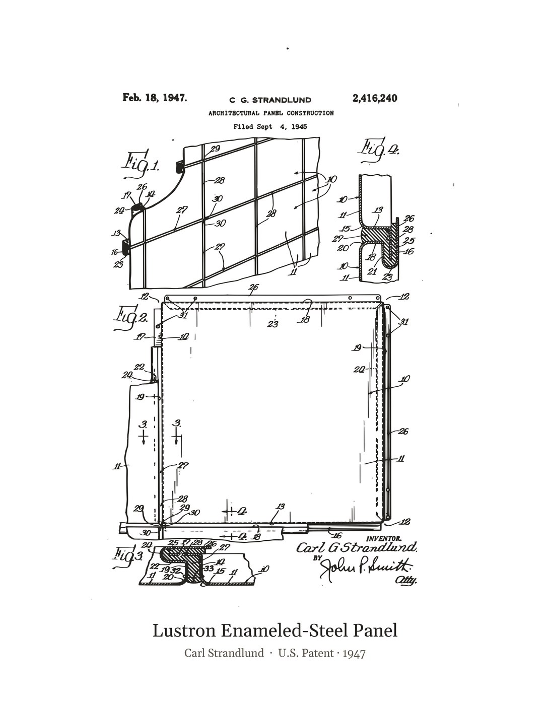 Lustron Enameled-Steel Panel patent art print