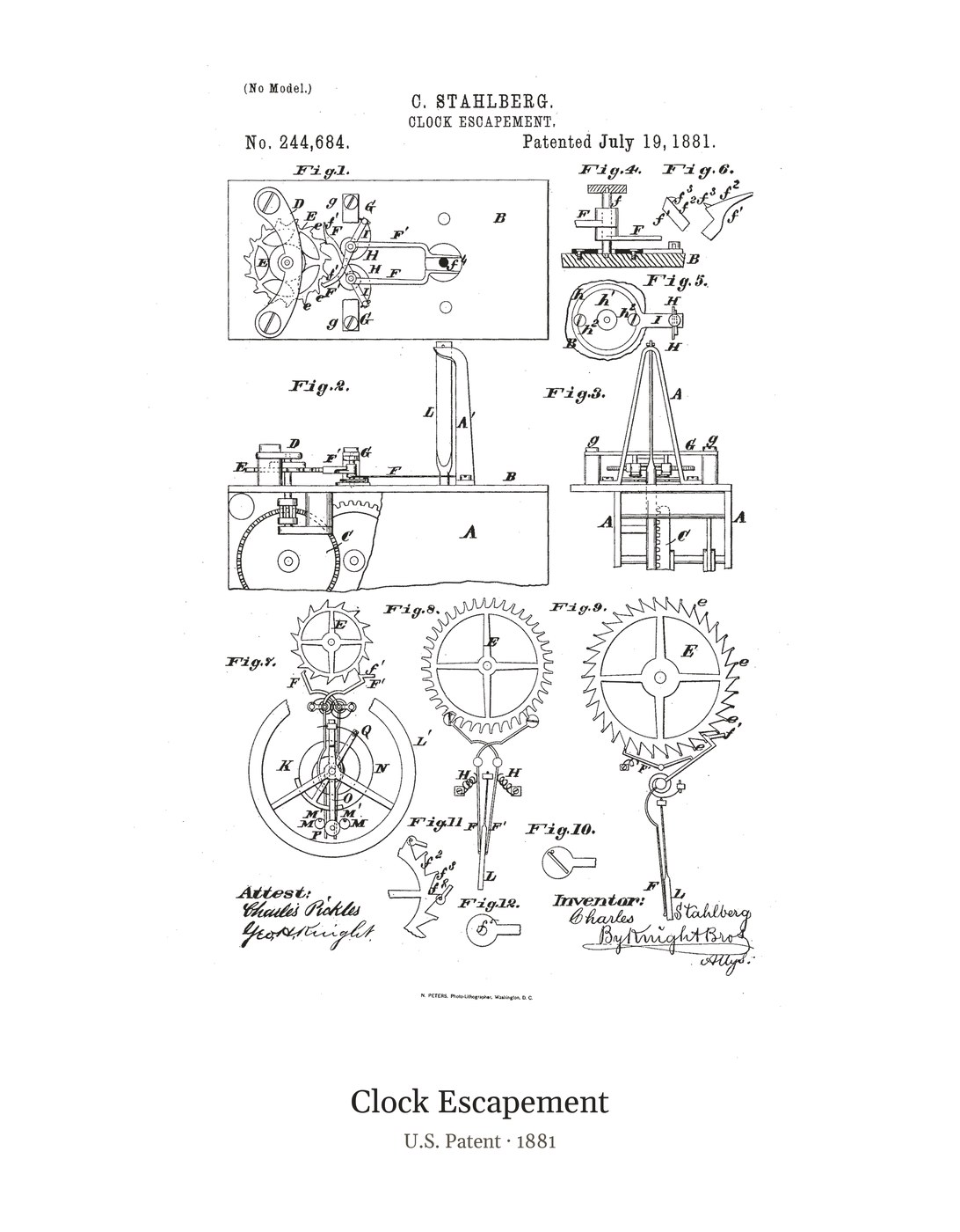 Clock Escapement patent art print