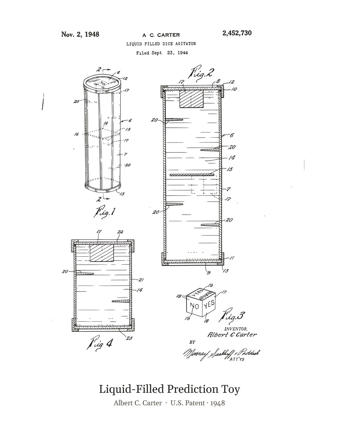 Liquid-Filled Prediction Toy patent art print