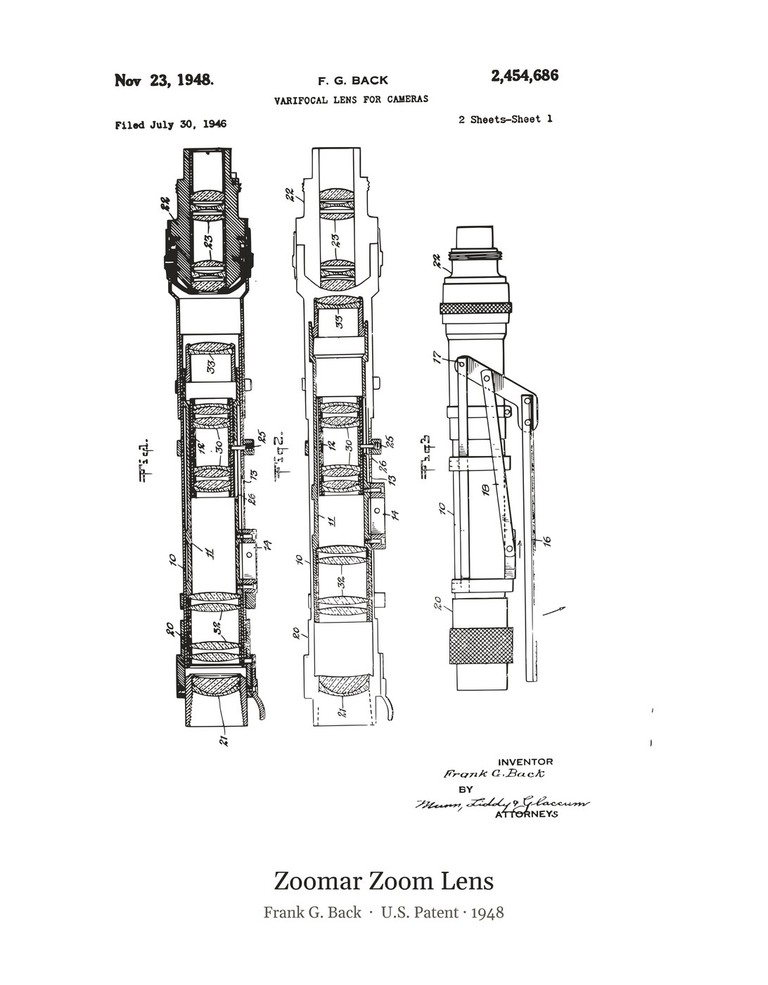 Zoomar Zoom Lens patent art print