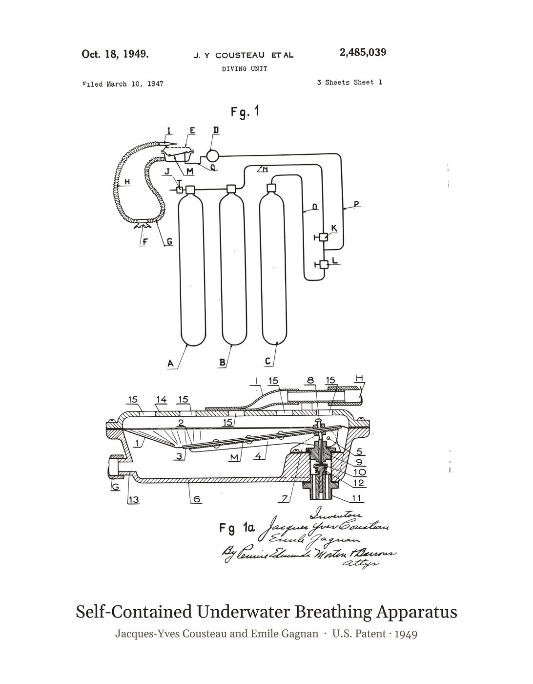 Self-Contained Underwater Breathing Apparatus patent art print