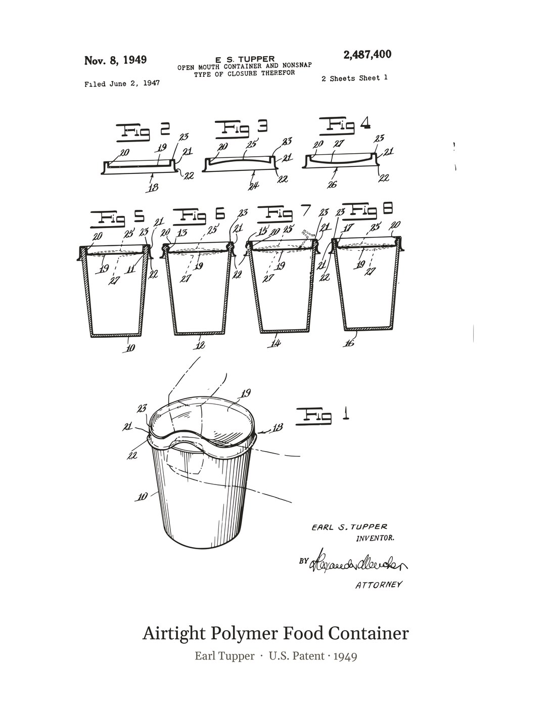 Airtight Polymer Food Container patent art print