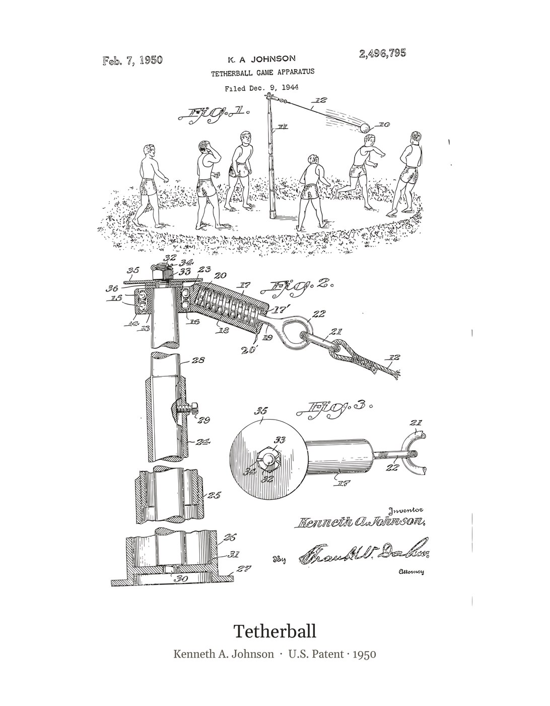Tetherball patent art print