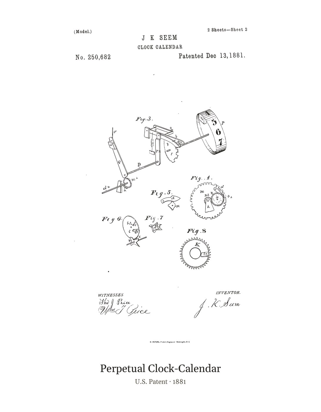 Perpetual Clock-Calendar patent art print