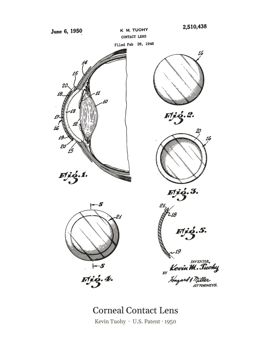Corneal Contact Lens patent art print