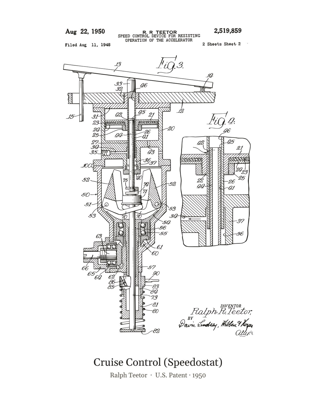 Cruise Control (Speedostat) patent art print