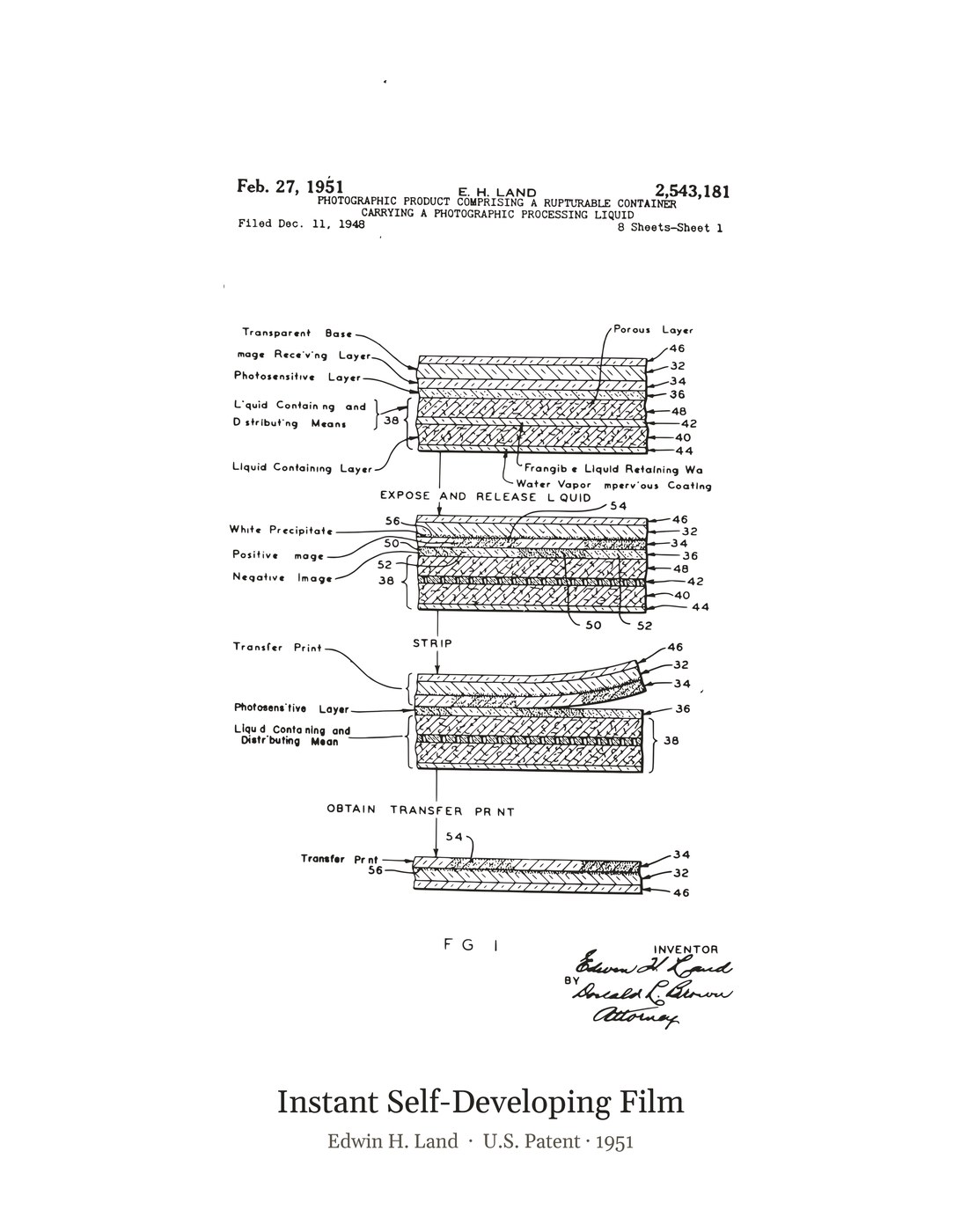 Instant Self-Developing Film patent art print