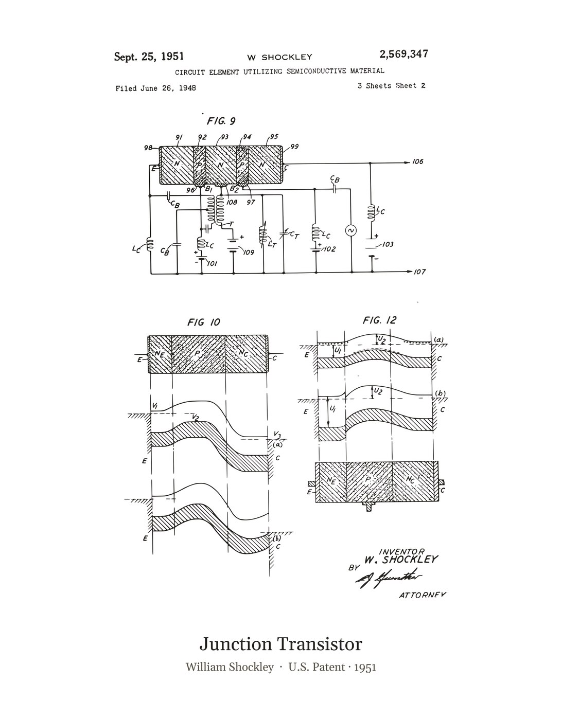 Junction Transistor patent art print