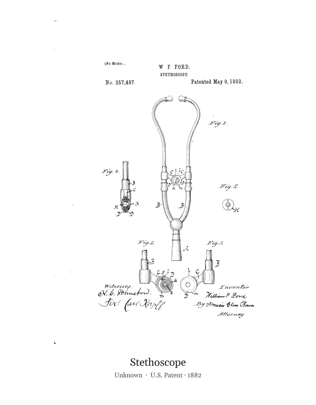 Stethoscope patent art print