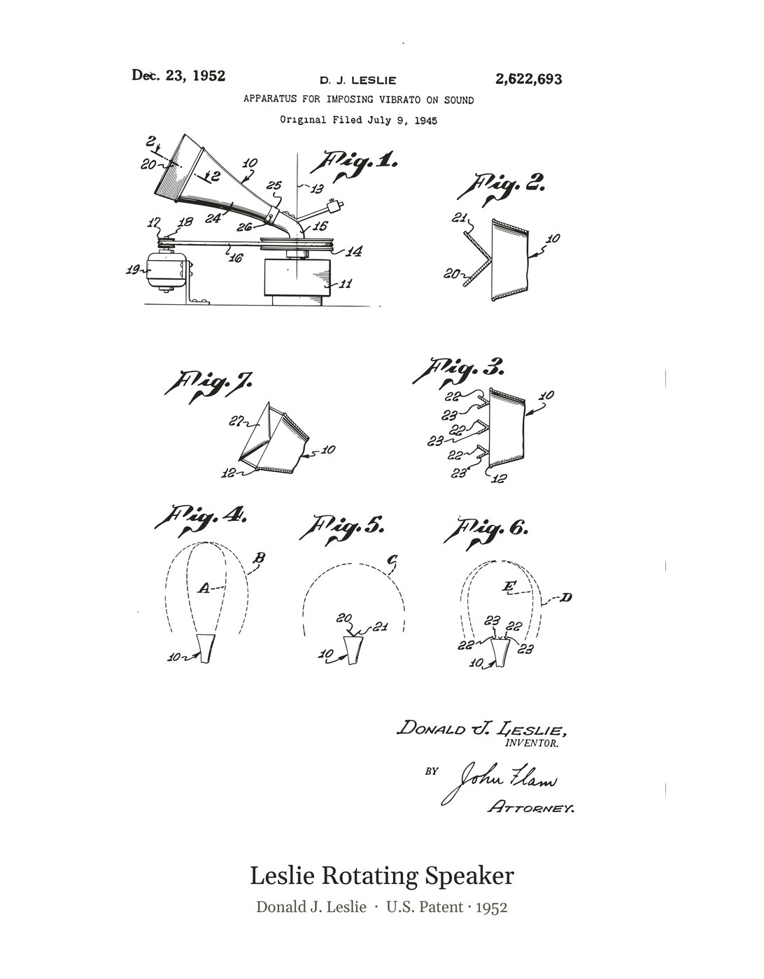 Leslie Rotating Speaker patent art print