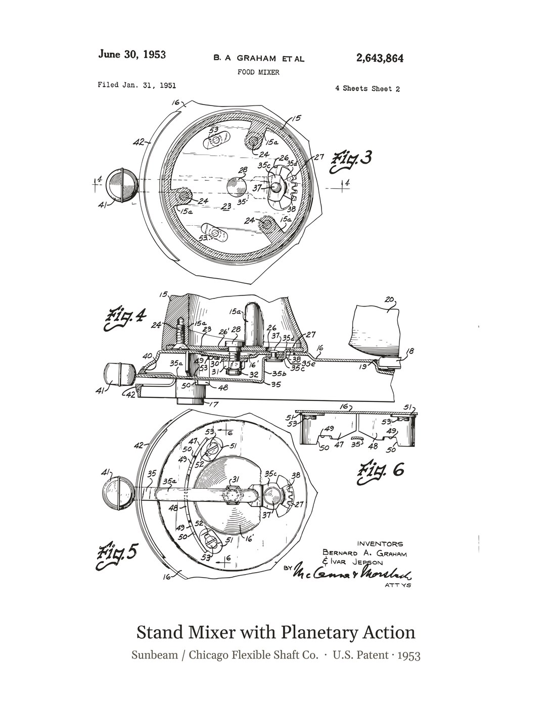 Stand Mixer with Planetary Action patent art print