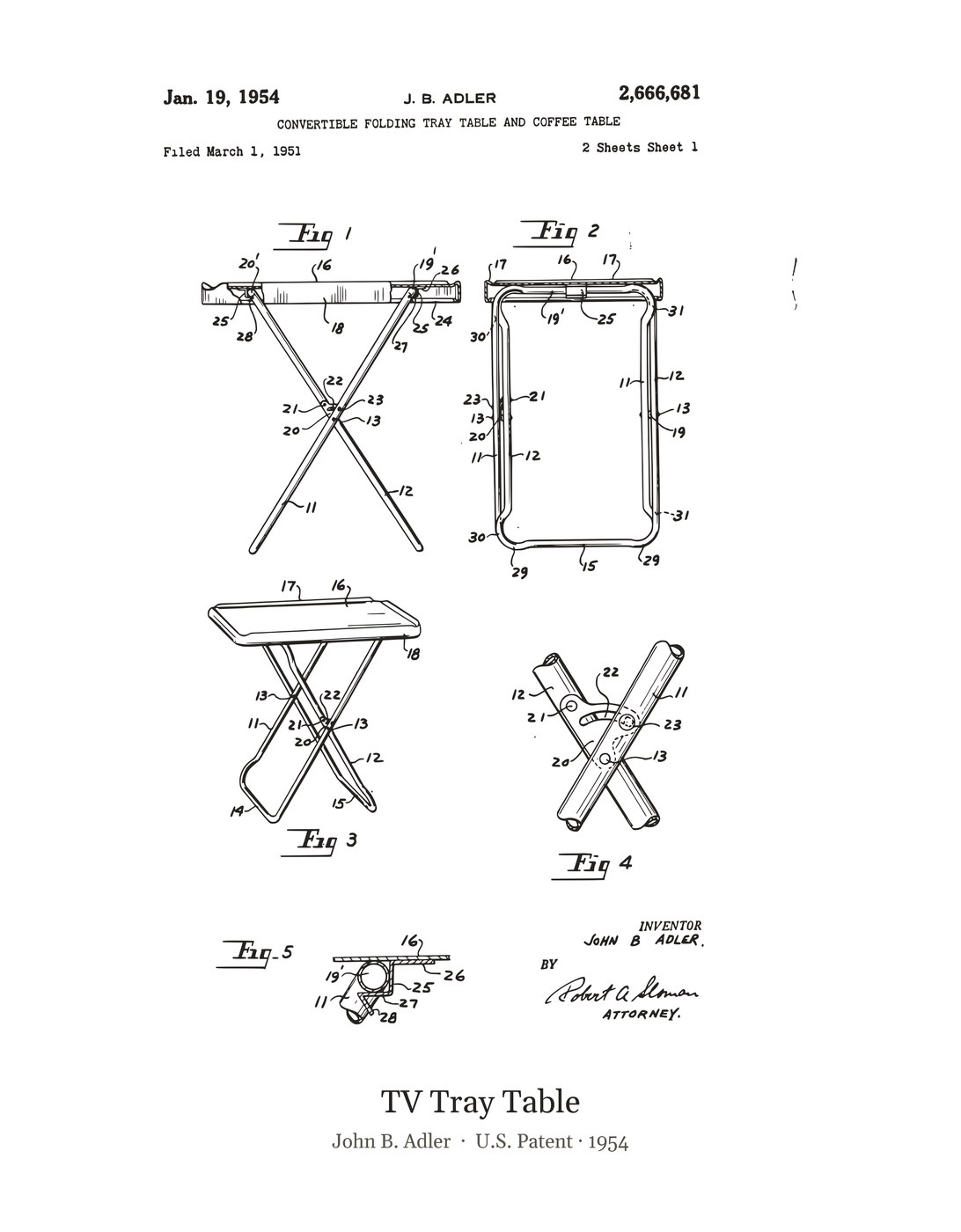 TV Tray Table patent art print