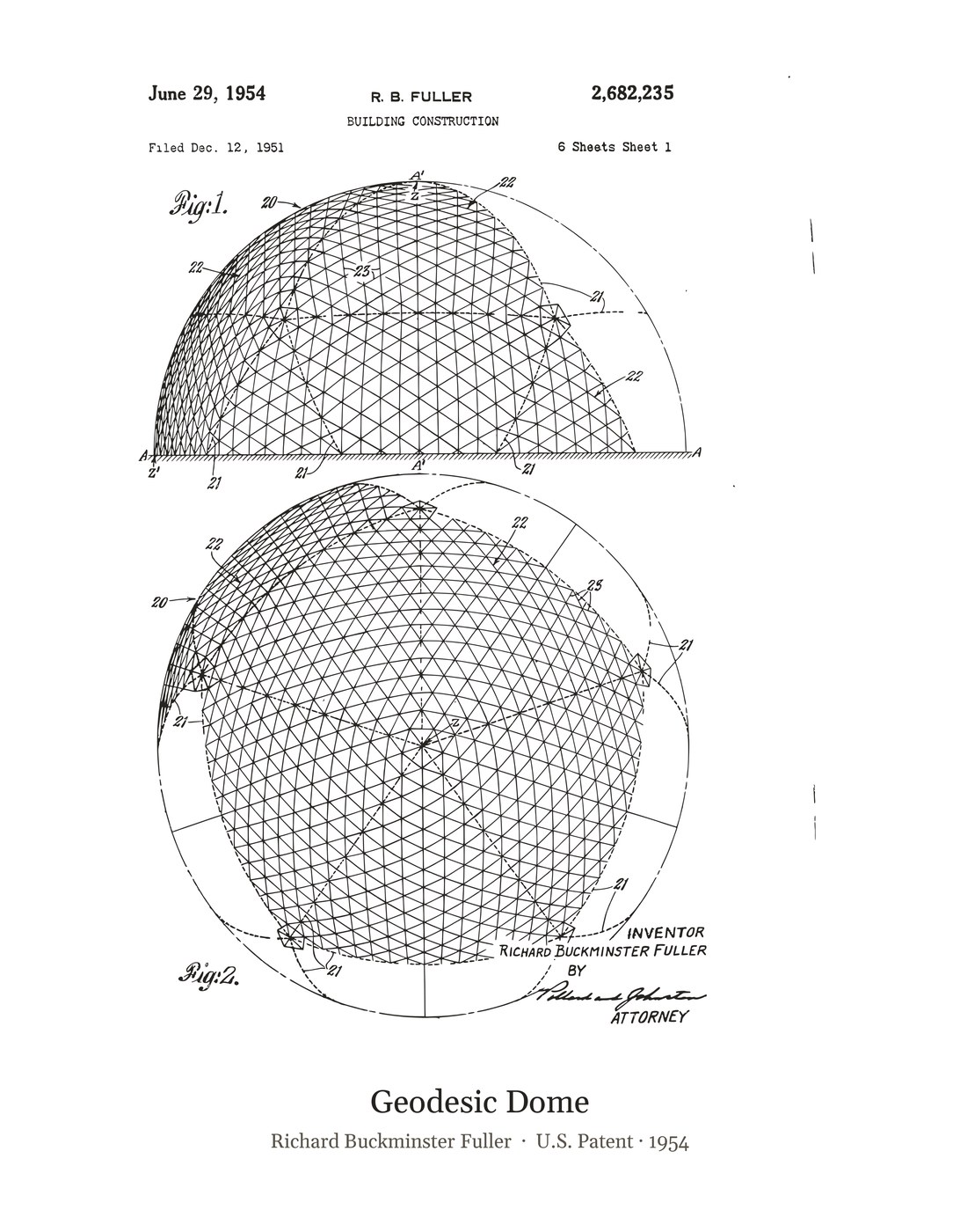 Geodesic Dome patent art print