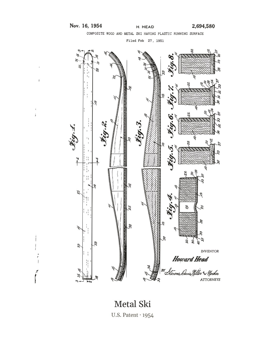 Metal Ski patent art print