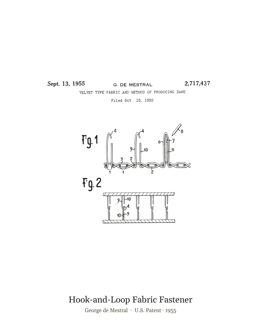 Hook-and-Loop Fabric Fastener patent art print