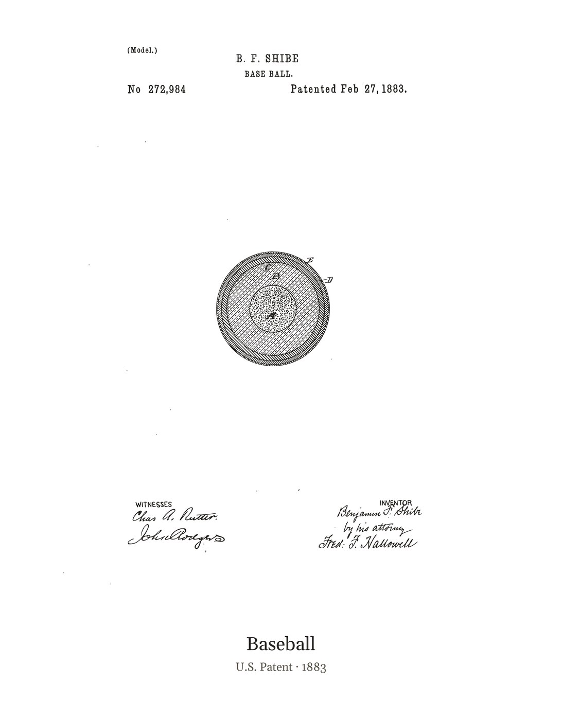 Baseball patent art print