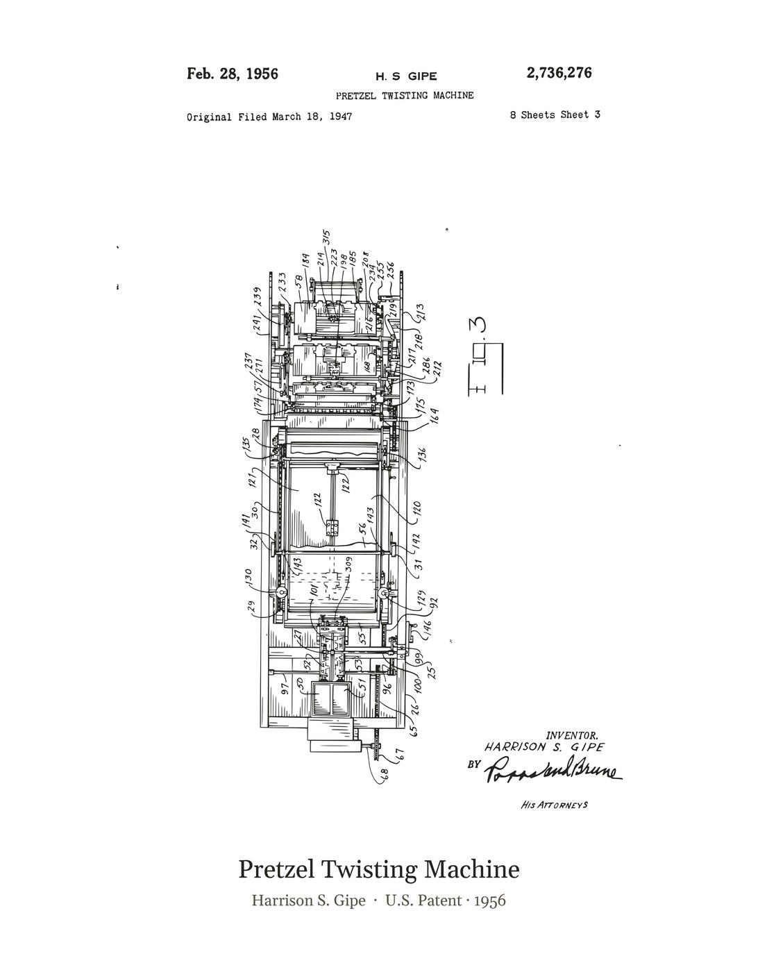 Pretzel Twisting Machine patent art print