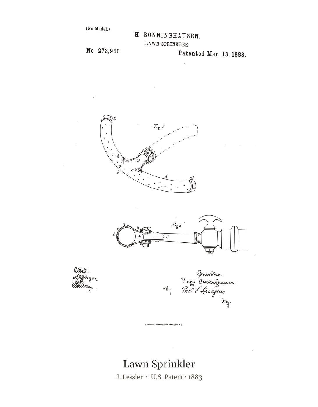 Lawn Sprinkler patent art print