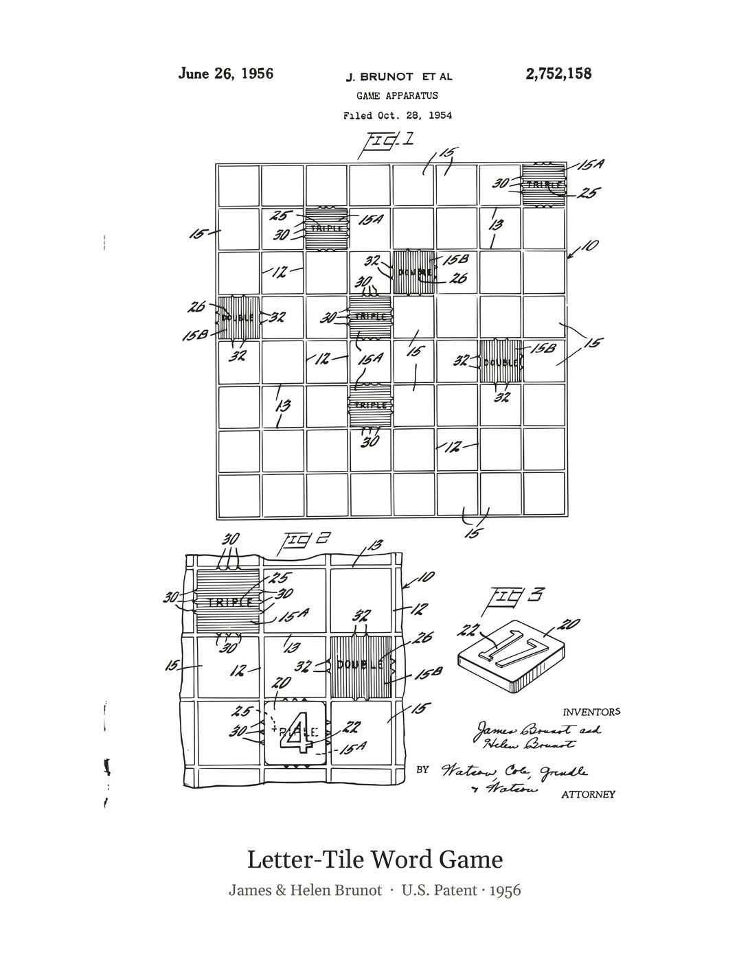 Letter-Tile Word Game patent art print