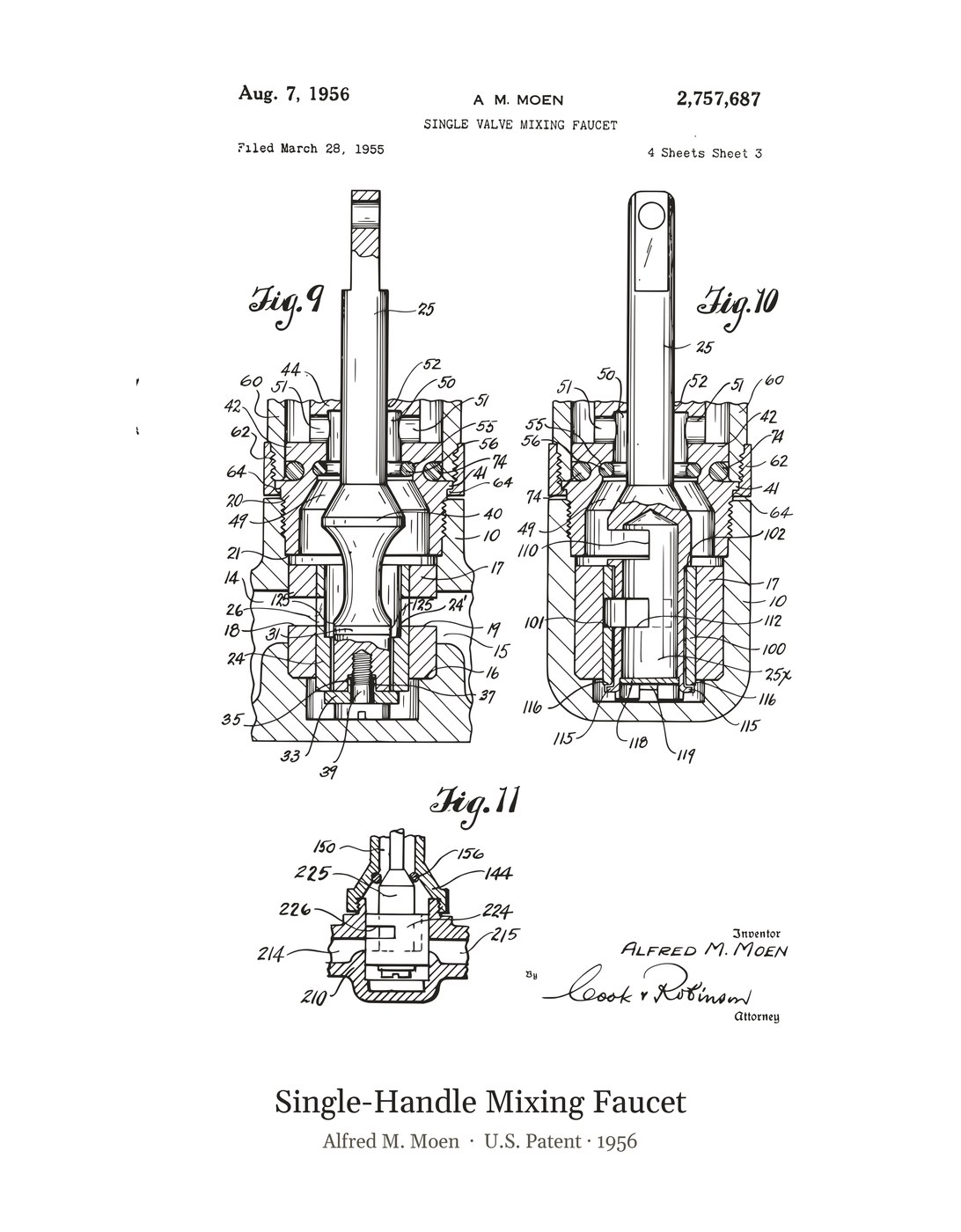 Single-Handle Mixing Faucet patent art print