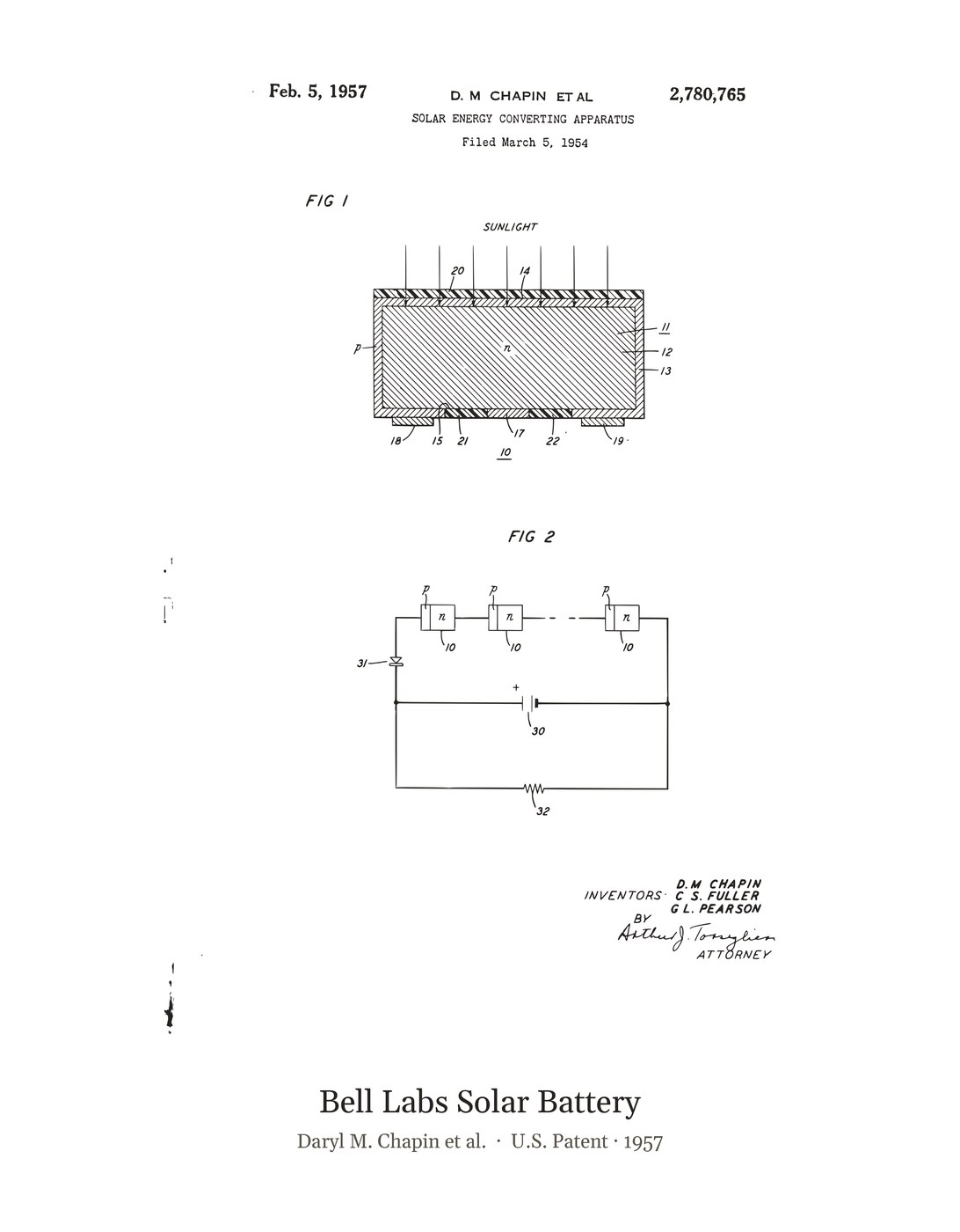 Bell Labs Solar Battery patent art print