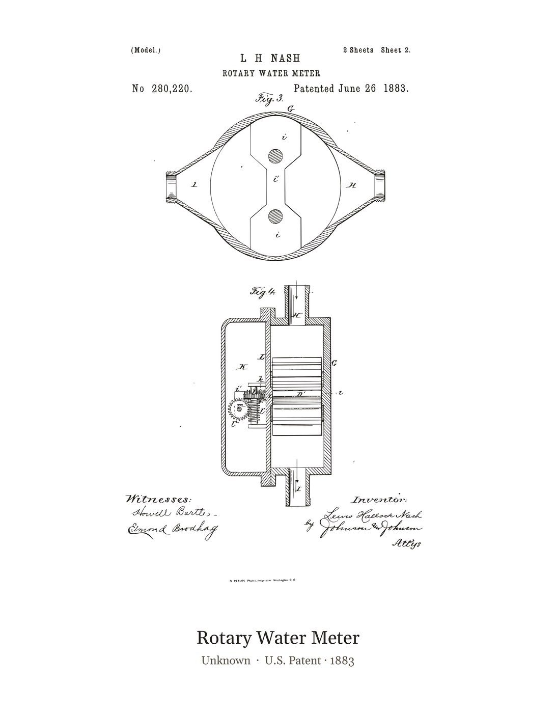 Rotary Water Meter patent art print