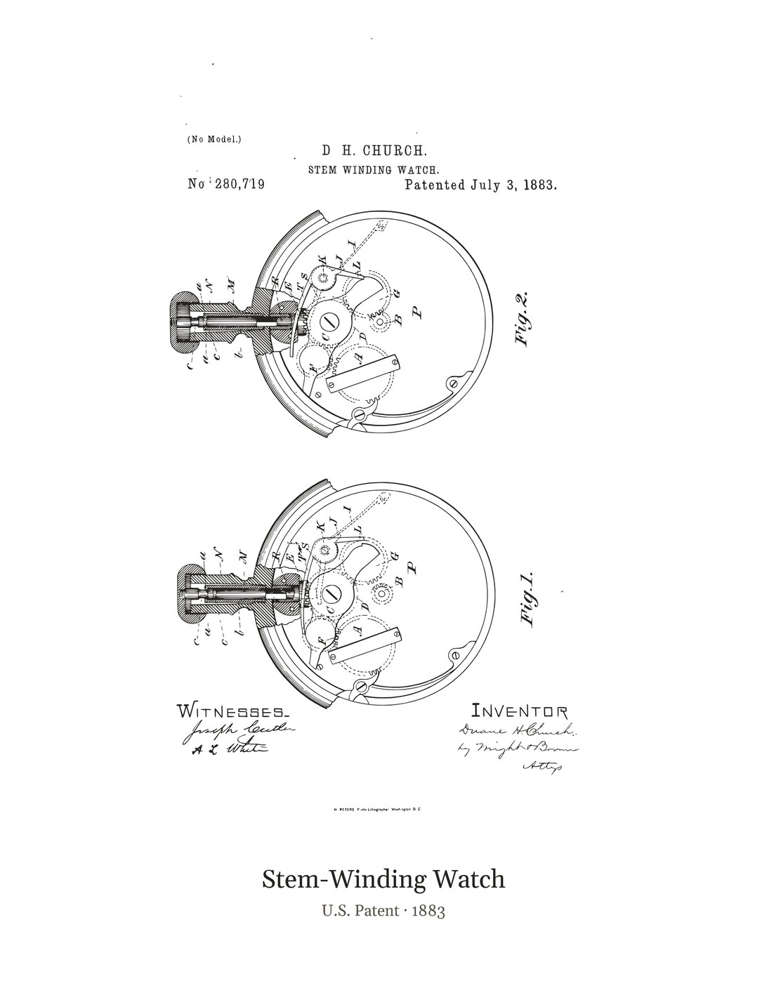 Stem-Winding Watch patent art print