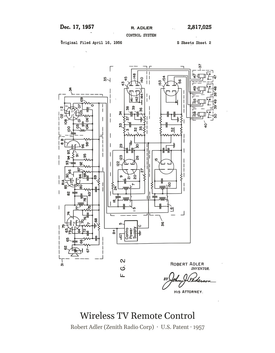 Wireless TV Remote Control patent art print