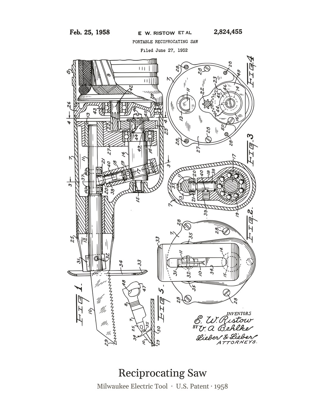 Reciprocating Saw patent art print